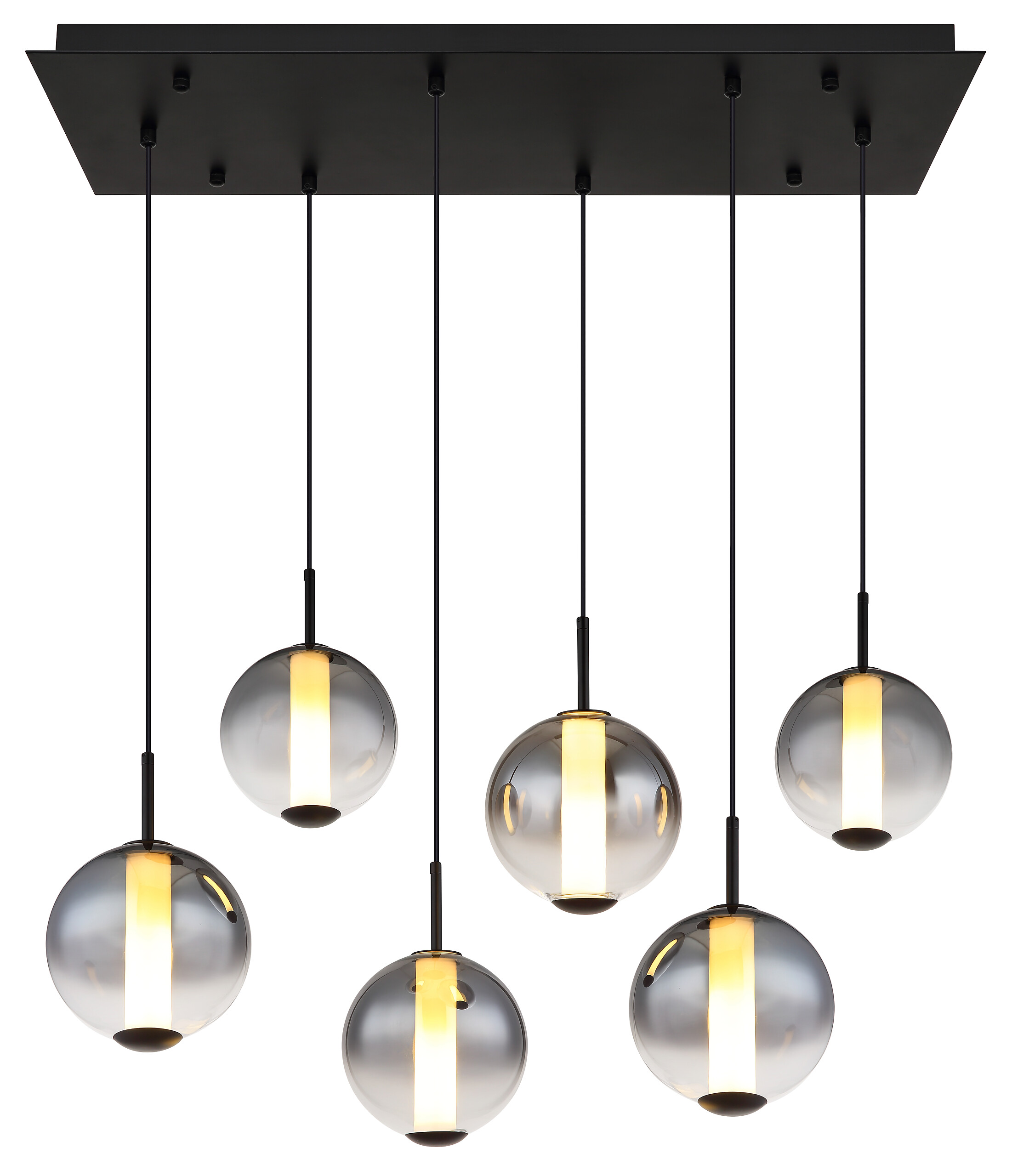 GLOBO Pendelleuchte Opal mattschwarz Rauch Metall Glas B/H: ca. 100x120 cm 1.0 Brennstellen