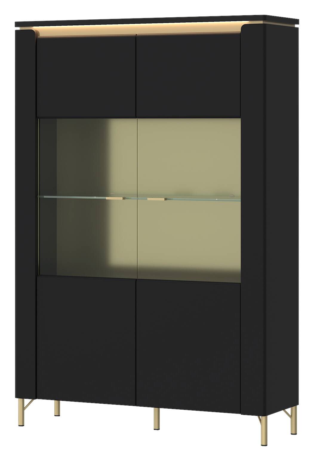 Highboard Norica schwarz matt gold Optik B/H/T: ca. 110x169x40 cm Highboard Norica schwarz matt gold Optik B/H/T: ca. 110x169x40 cm