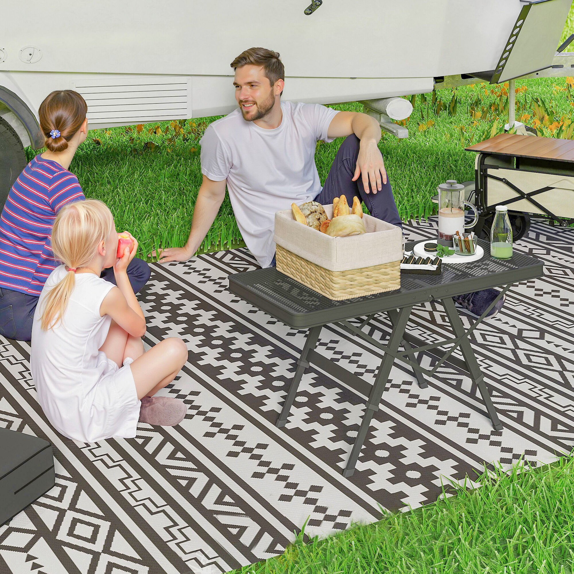 Outsunny Campingtisch schwarz Metall B/H/L: ca. 40,5x58x90 cm