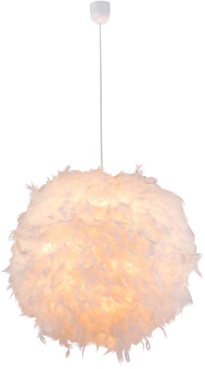 GLOBO Pendelleuchte weiß Textil Kunststoff H/T: ca. 130x60 cm E27 1 Brennstellen