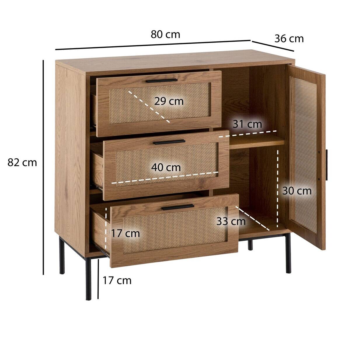Sideboard natur Eiche Optik B/H/T: ca. 80x82x36 cm