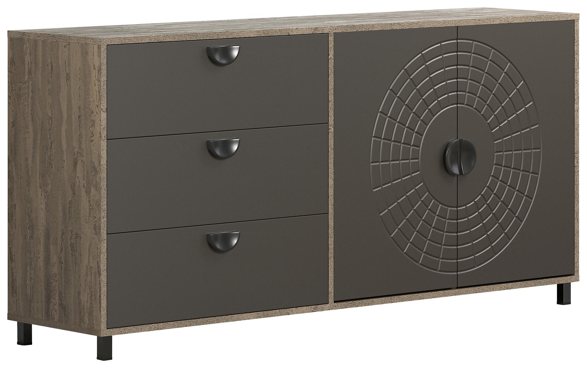 Sideboard Fusion Eiche dunkel Nachbildung bronze Optik B/H/T: ca. 176x86x42 cm