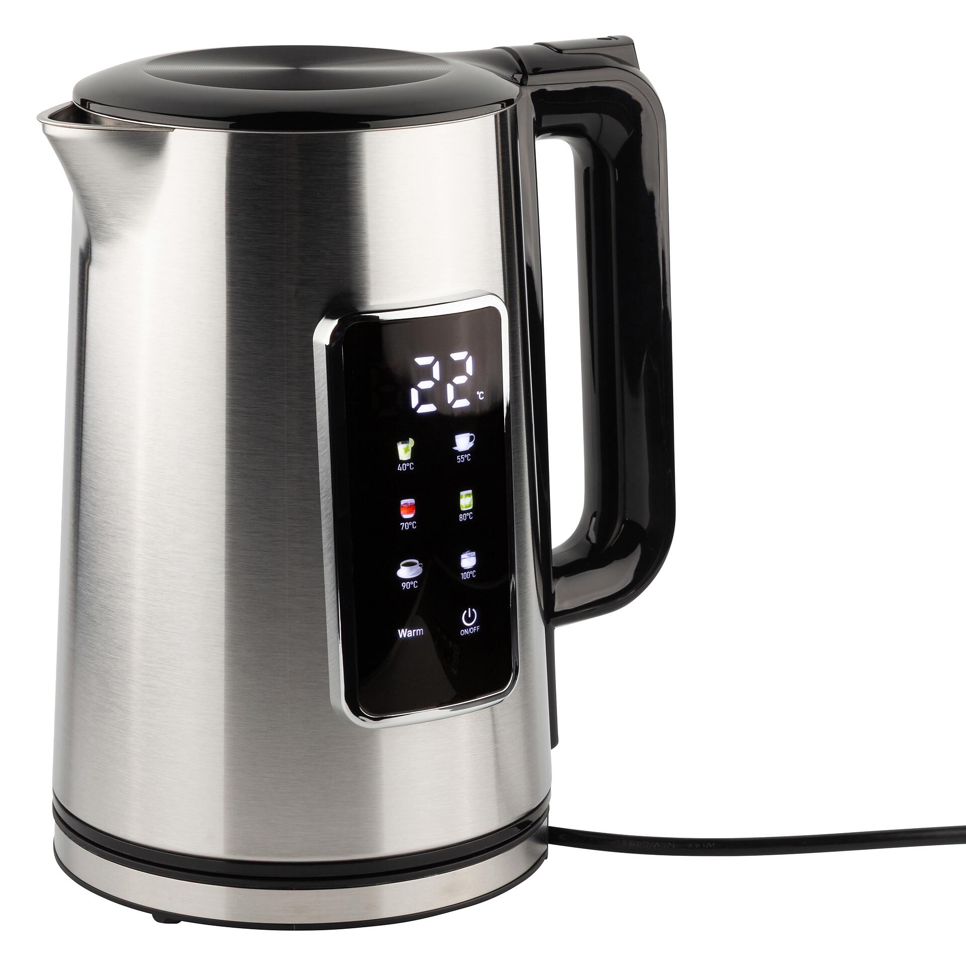 POCOline Wasserkocher schwarz silber Edelstahl Kunststoff B/H/L: ca. 16,3x23,5x22,4 cm ca. 1,7 l