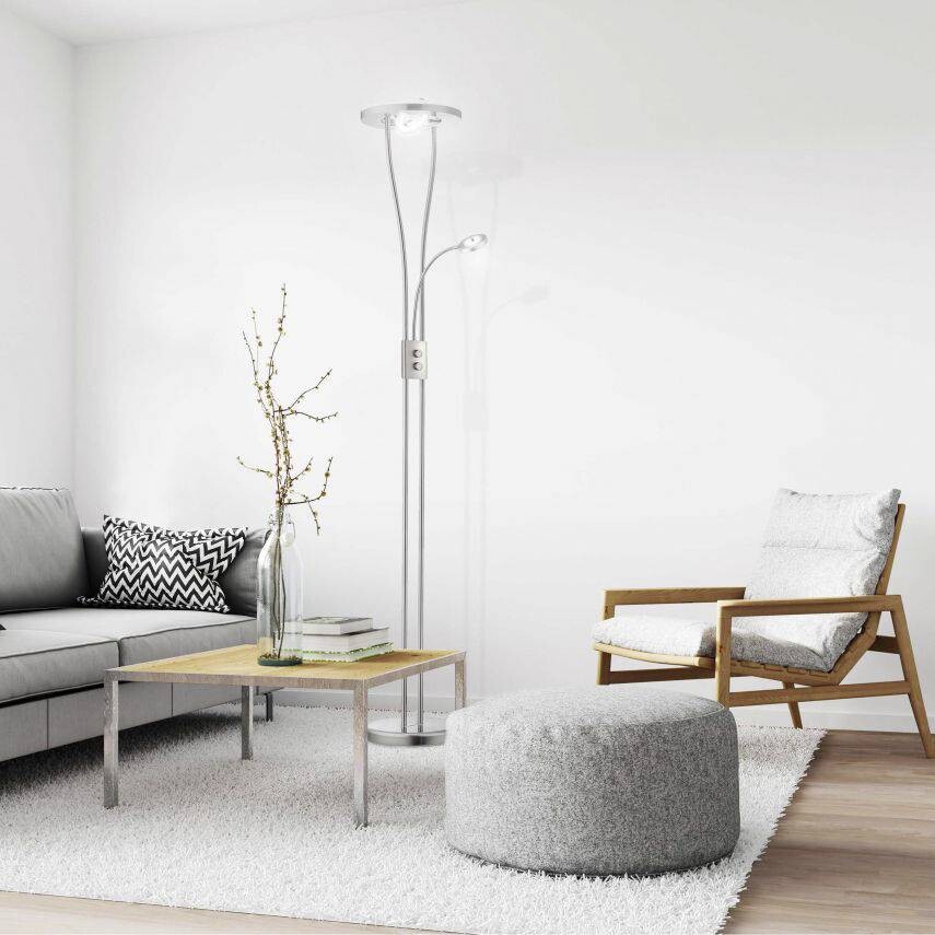 Just Light Deckenfluter 11778-55 silberweiß Metall Kunststoff H/D: ca. 188x29 cm 2 Brennstellen