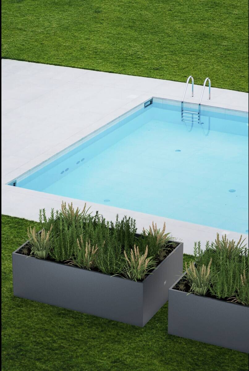 Herstera Garden Pflanzkasten grau Stahl B/H/L: ca. 100x50x150 cm