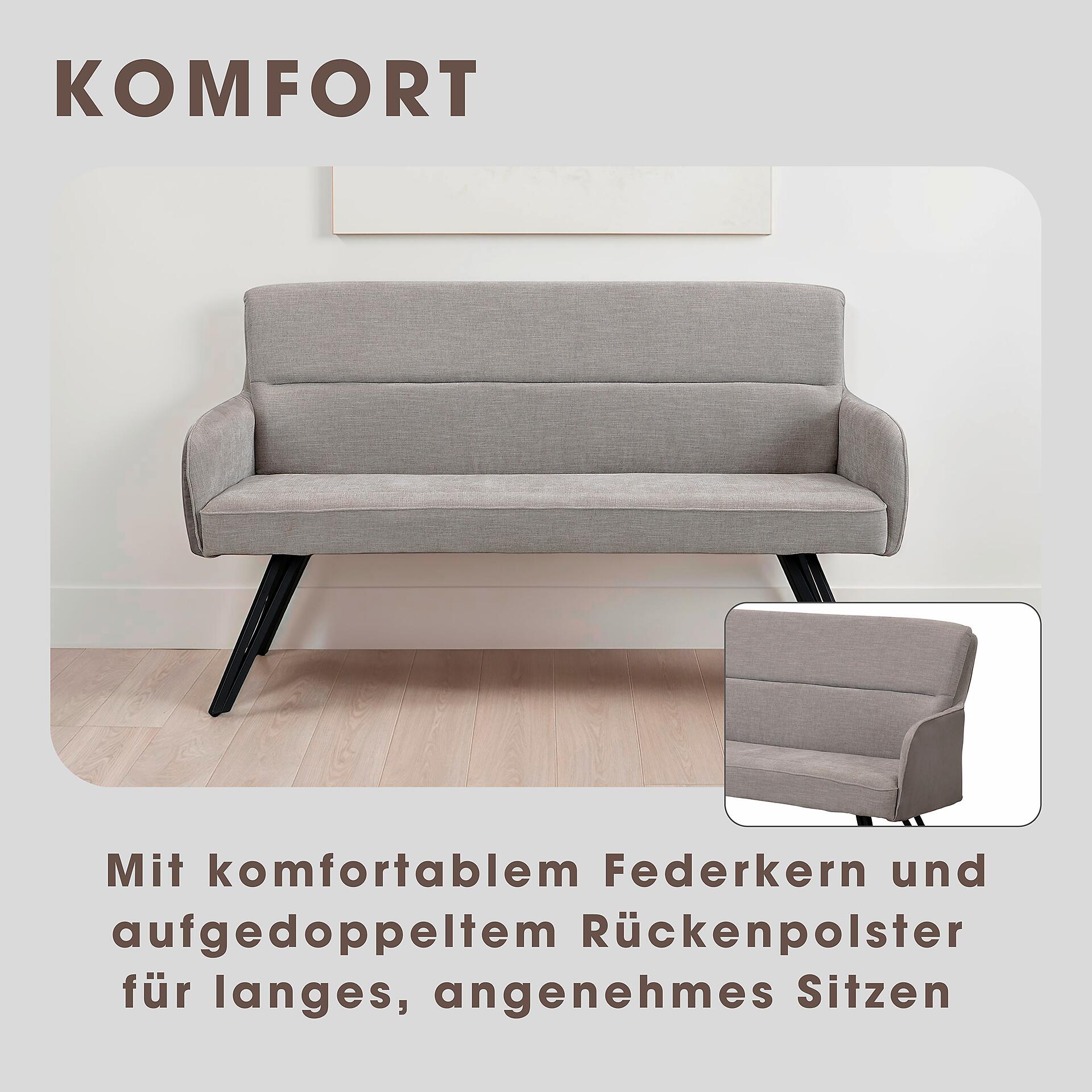 Sitzbank TINO schwarz grau Metall Microfaser B/H/T: ca. 140x94x67 cm