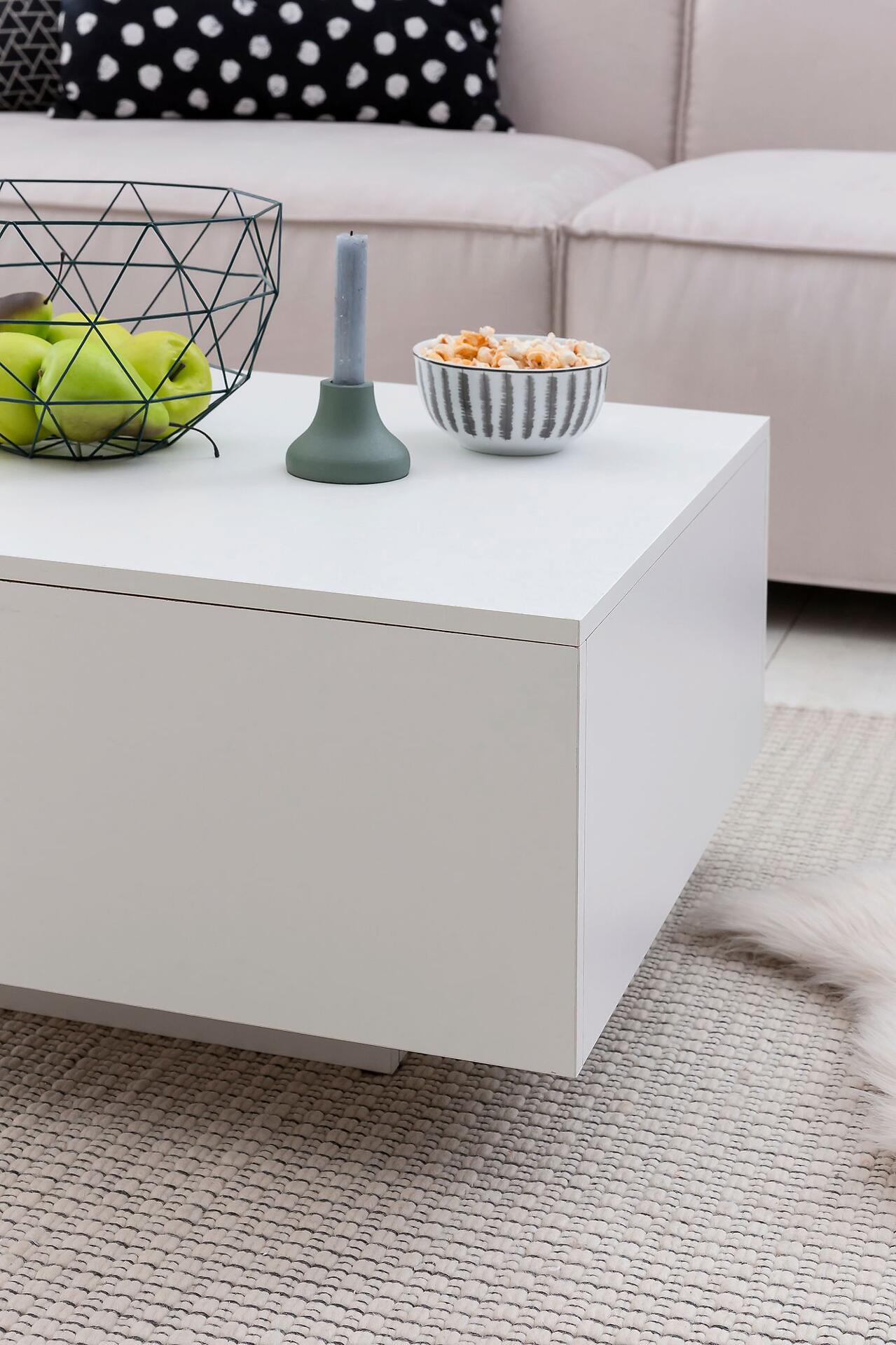 Wohnling Couchtisch weiß Holzwerkstoff B/H/T: ca. 60x35,5x60 cm