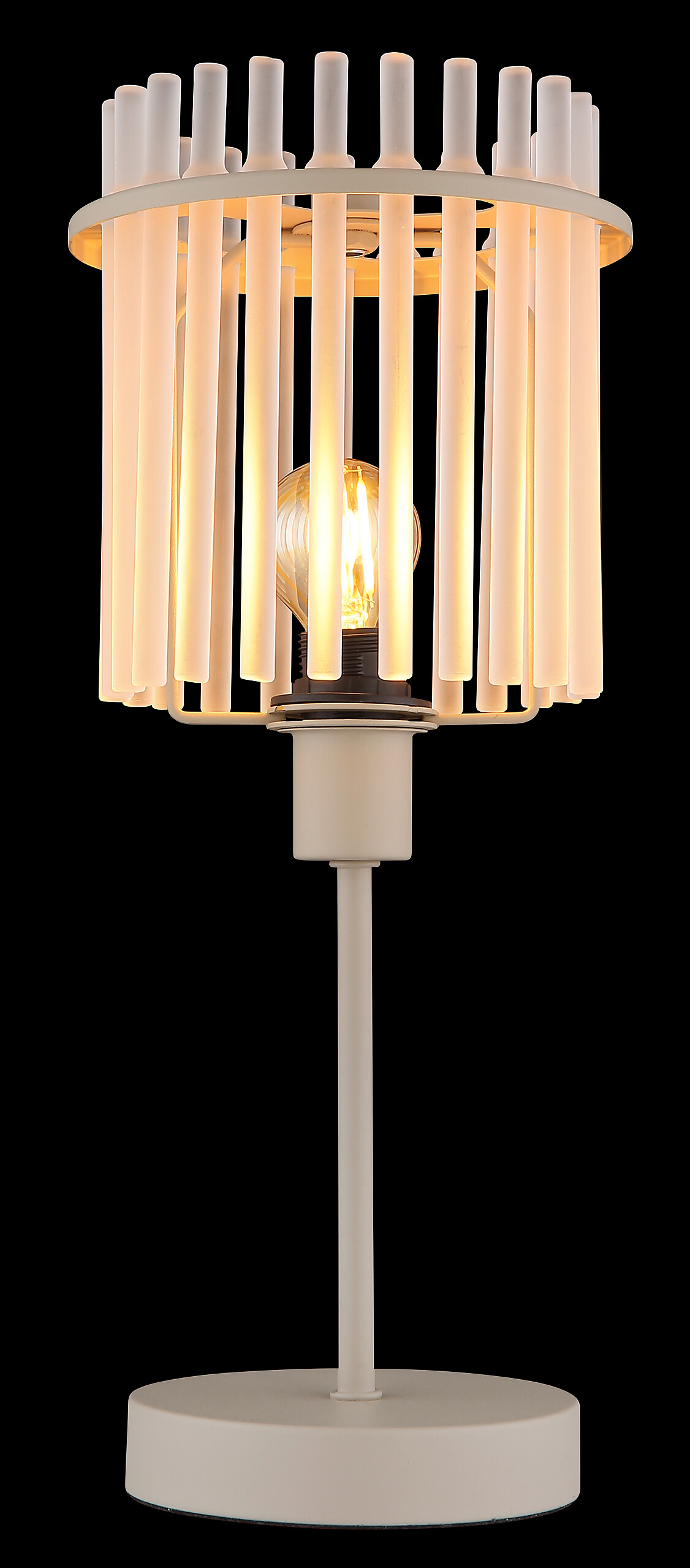 GLOBO Tischleuchte sand Metall Glas H/D: ca. 37,5x15 cm E14 1 Brennstellen