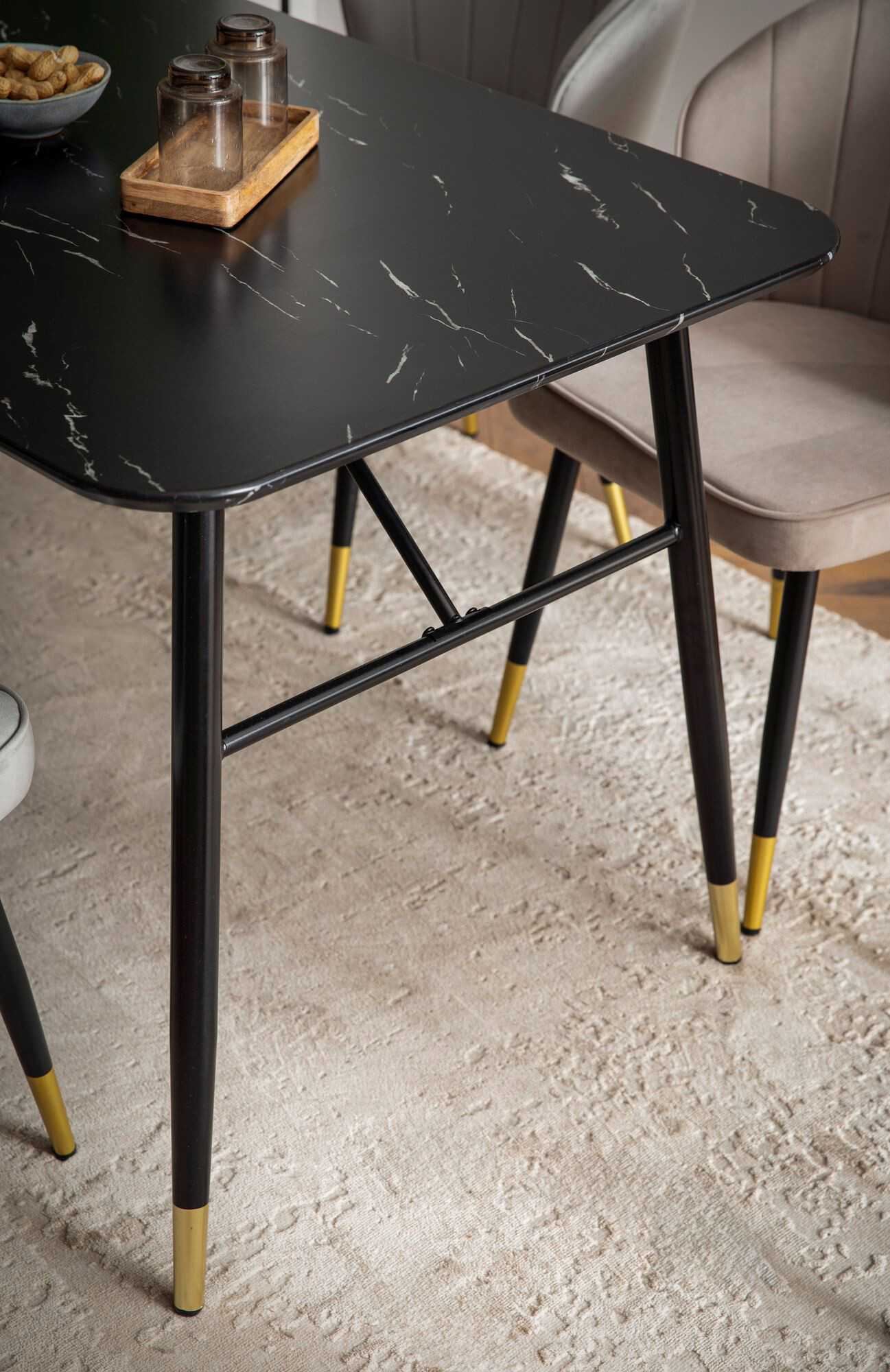 Esstisch schwarz Marmor Optik B/H/T: ca. 200x76x90 cm