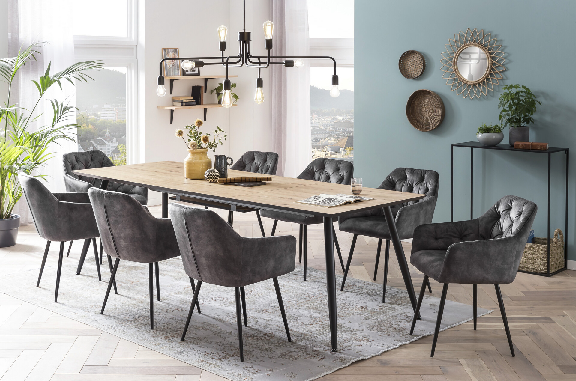 Stuhl Tina 2er Set anthrazit Vintage Samtoptik B/H/T: ca. 56x81x62 cm