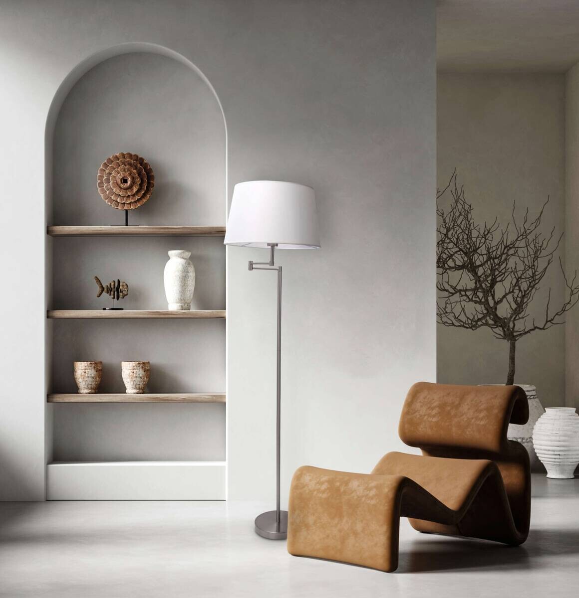 Näve Leuchten Stehleuchte 2070211 beige Metall Textil Kunststoff B/H/T: ca. 23,5x158x23,5 cm 1 Brennstellen