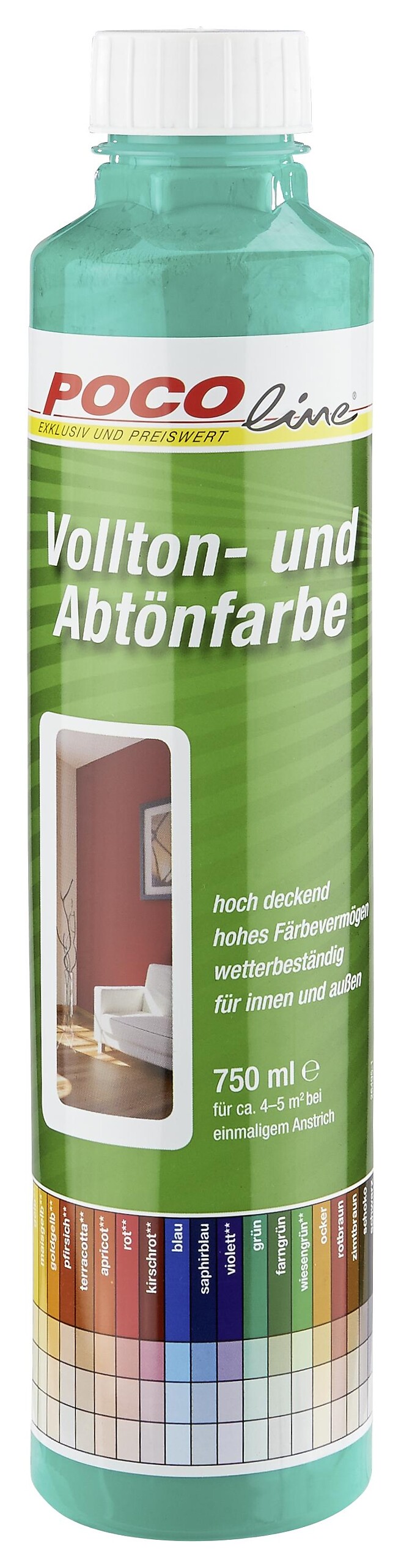 POCOline Vollton- und Abtönfarbe grün ca. 0,75 l