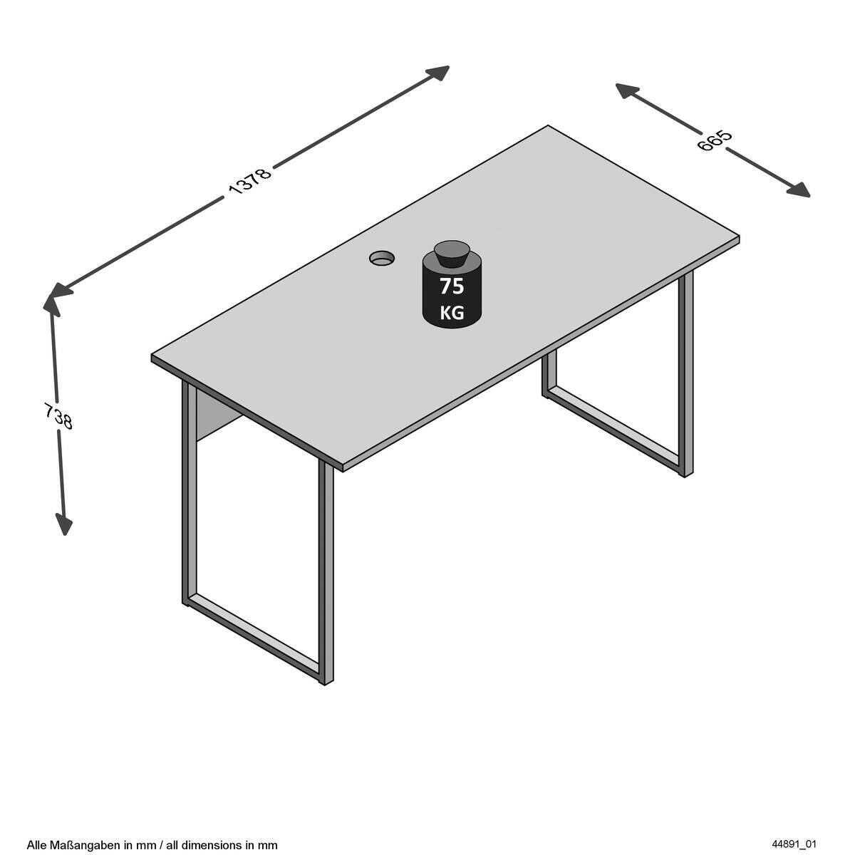 Schreibtisch  B/H/T: ca. 138x74x67 cm