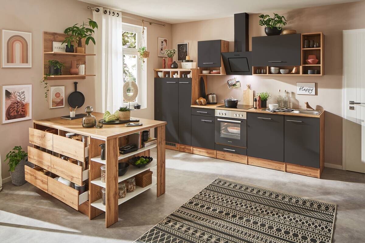 Respekta Winkelküche Hilde grau matt B/H/T: ca. 280x205x60 cm