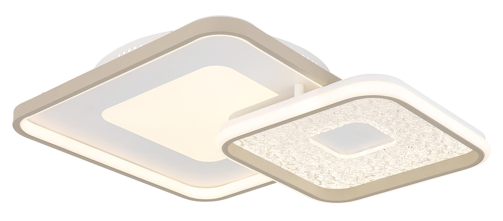 GLOBO LED-Deckenleuchte sand Opal weiß Kunststoff Metall B/H/L: ca. 50x9x50 cm 1 Brennstellen