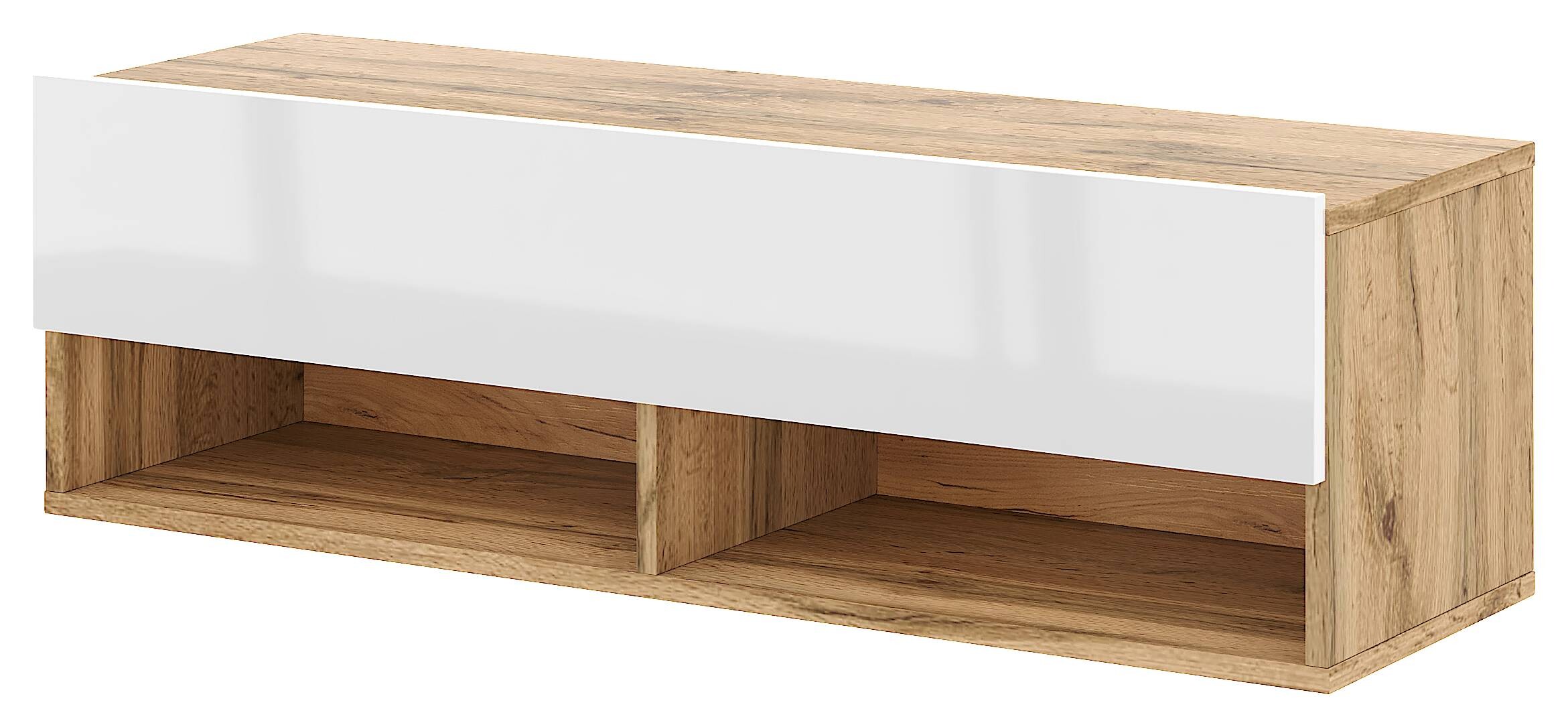 TV-Lowboard TV LOWBOARD DERBY 100 Eiche Wotan Nachbildung weiß glänzend B/H/T: ca. 100x32,5x31,5 cm