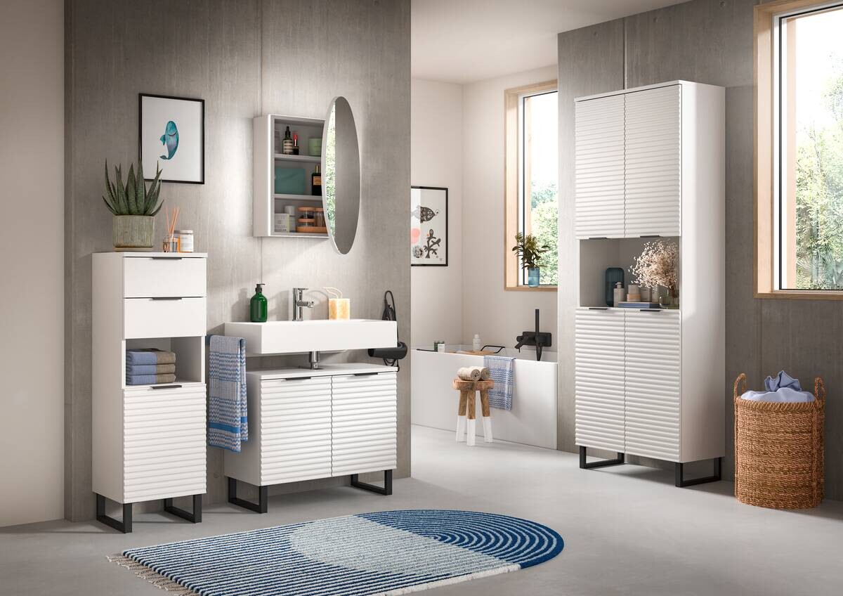 Hochschrank Riff weiß B/H/T: ca. 70x193x34 cm