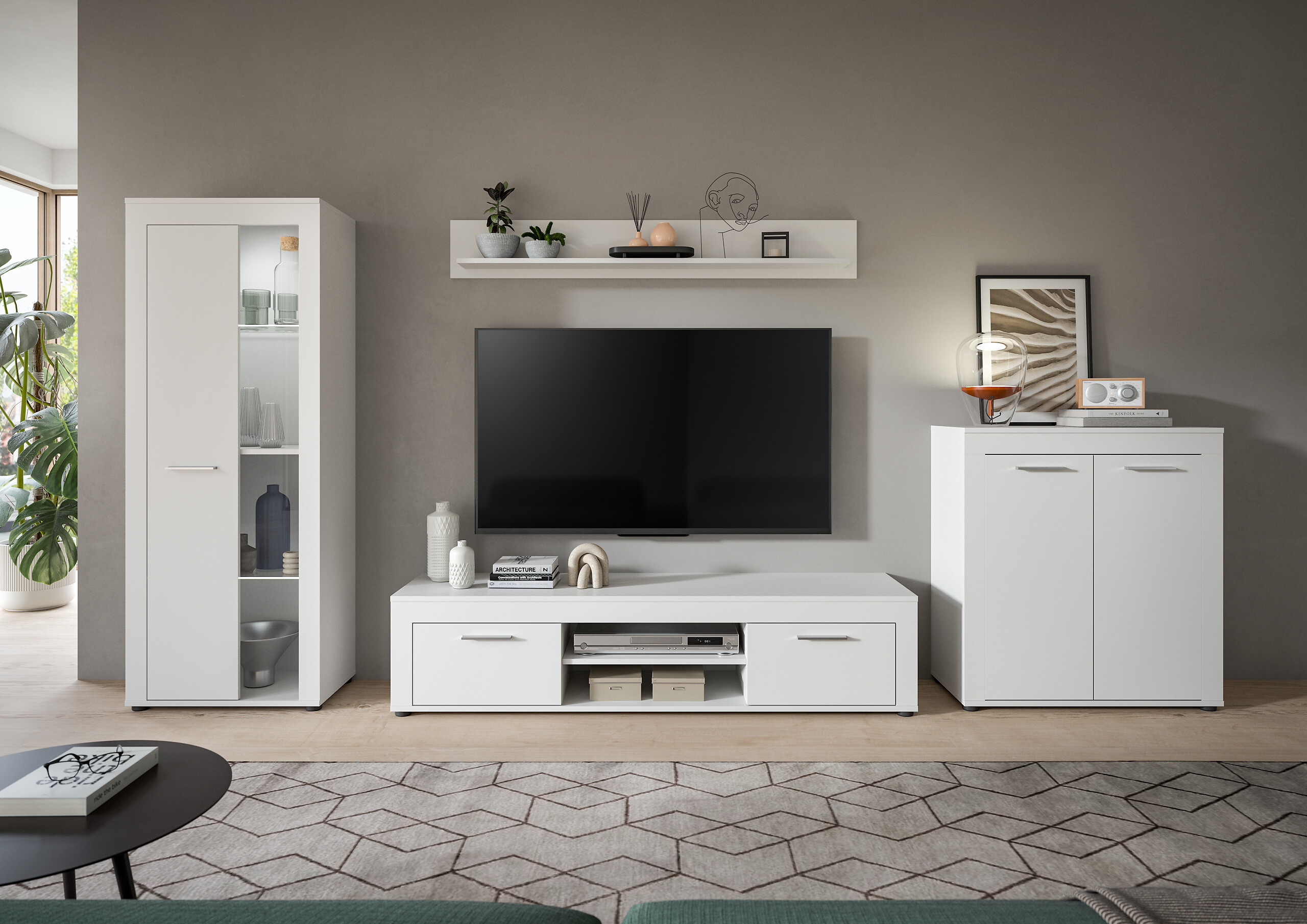 Wohnwand Jam weiß B/H/T: ca. 330x159x35 cm Wohnwand Jam weiß B/H/T: ca. 330x159x35 cm