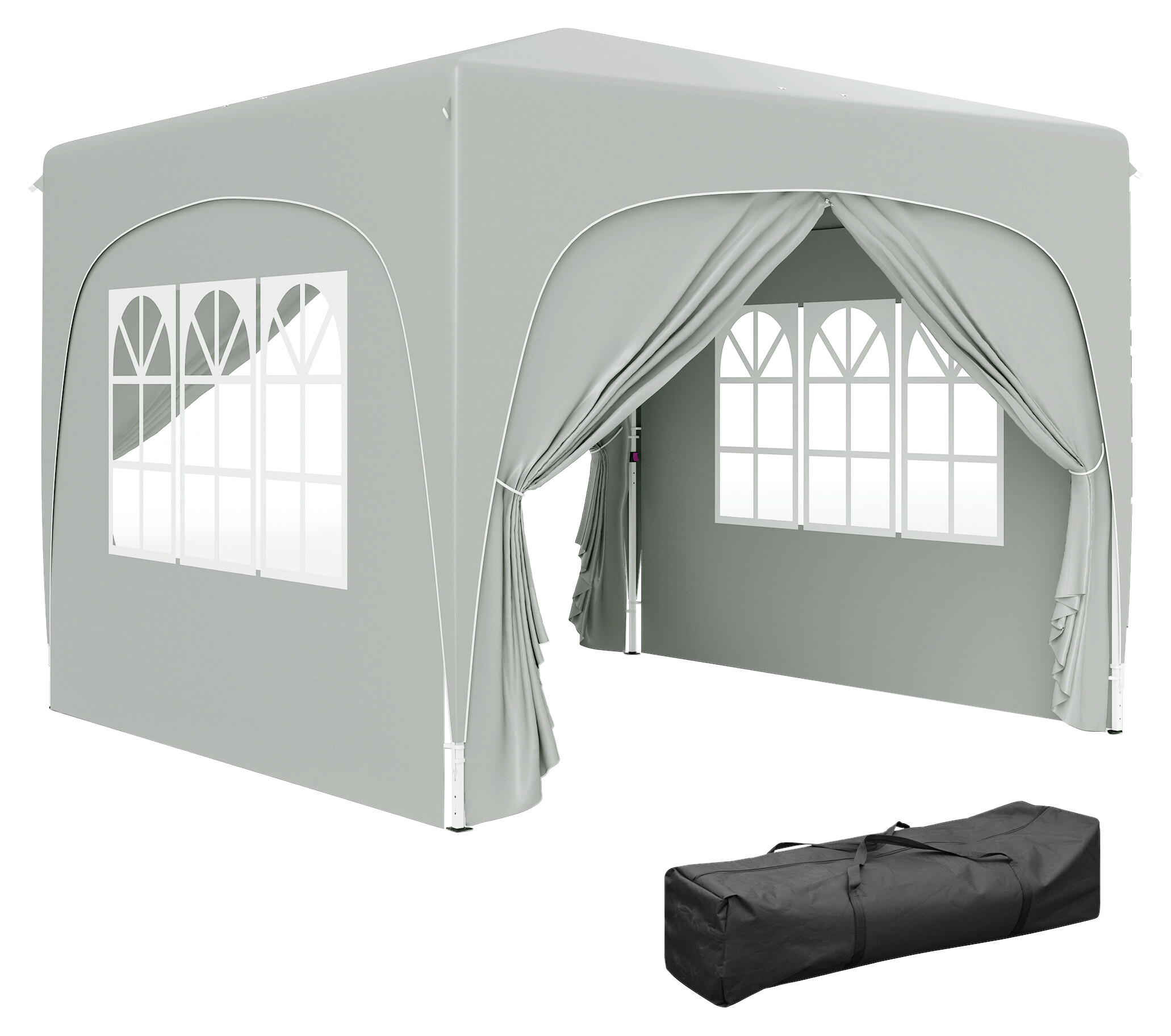 Outsunny Pavillon hellgrau Metall B/H/L: ca. 300x273x300 cm