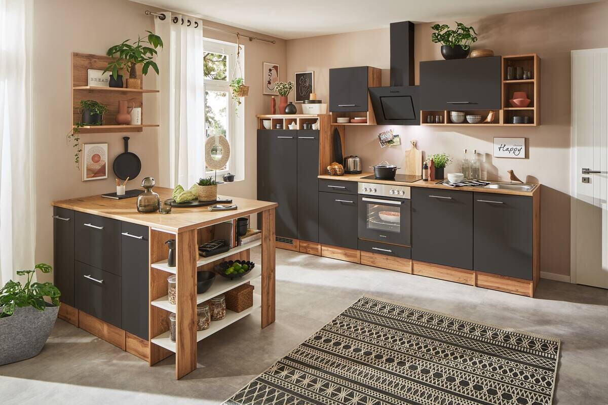 Respekta Winkelküche Hilde grau matt B/H/T: ca. 280x205x60 cm