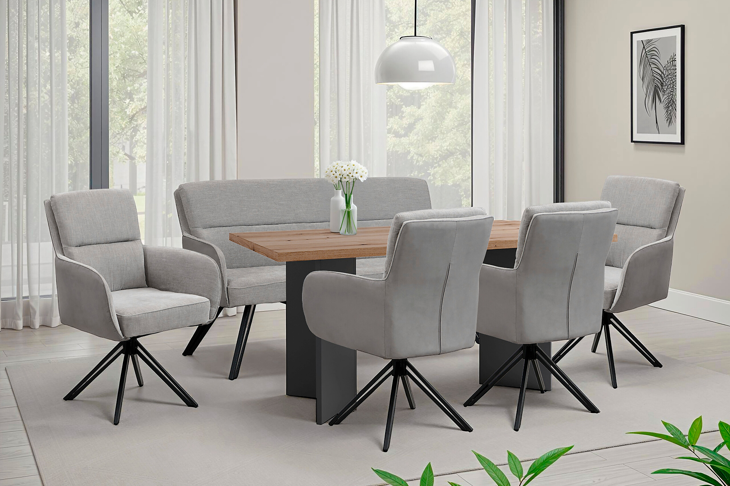 Sitzbank TINO schwarz grau Metall Microfaser B/H/T: ca. 160x94x67 cm Sitzbank TINO schwarz grau Metall Microfaser B/H/T: ca. 160x94x67 cm