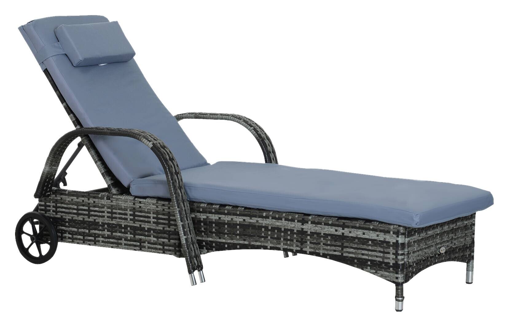 Outsunny Sonnenliege blau Edelstahl B/H/L: ca. 73x200x103 cm