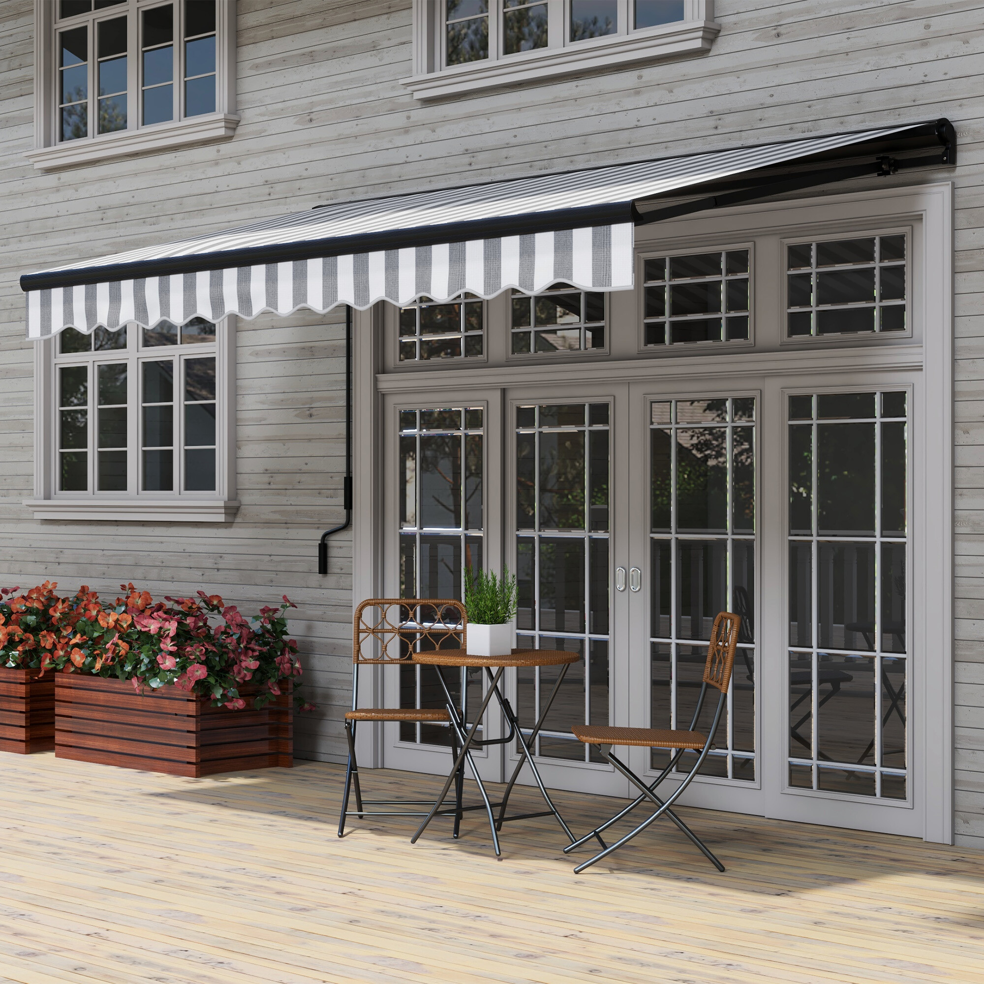 Outsunny Gelenkarmmarkise weiß B/H/L: ca. 250x150x350 cm