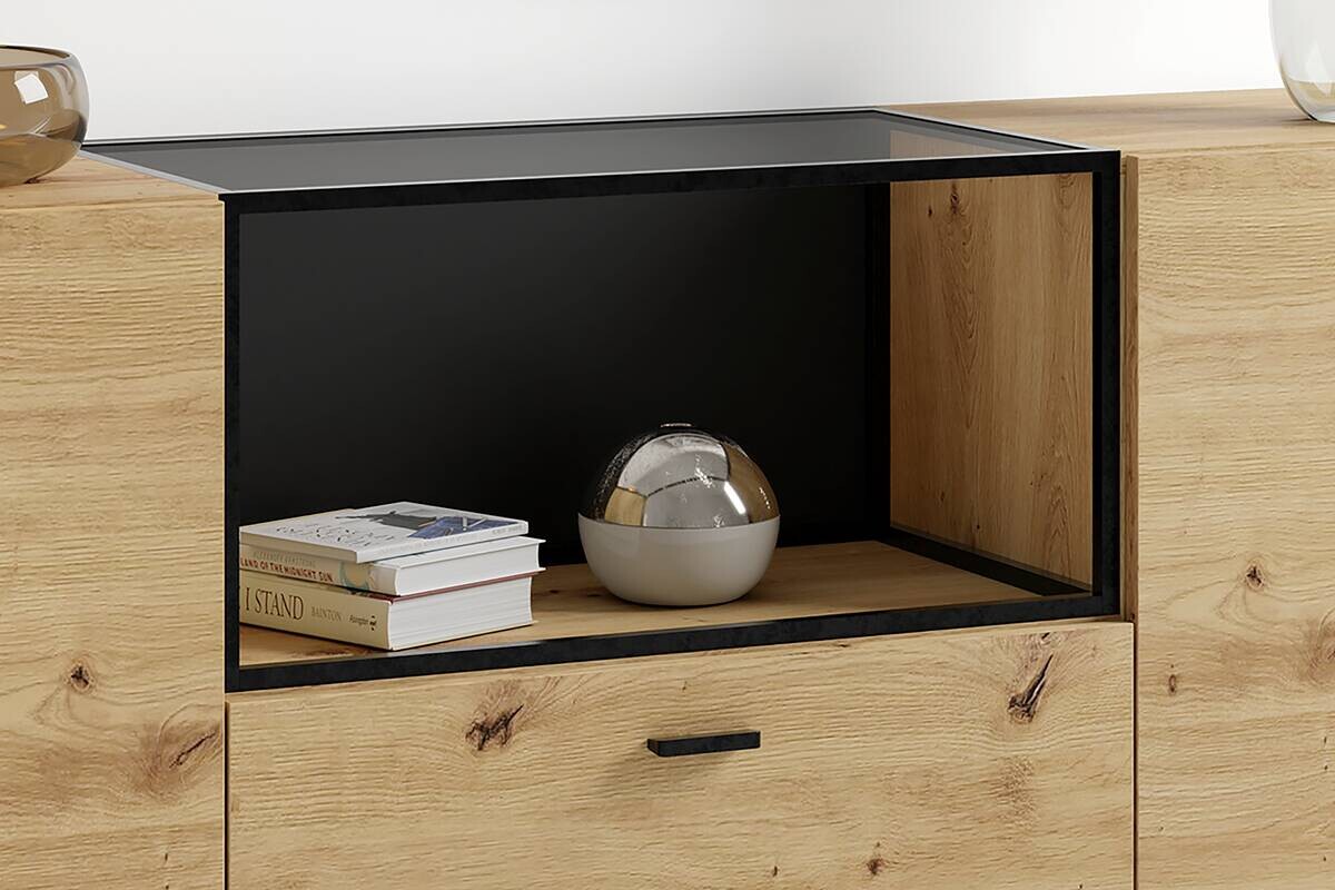 Sideboard FRAME Eiche schwarz B/H/T: ca. 200x75,5x37,5 cm