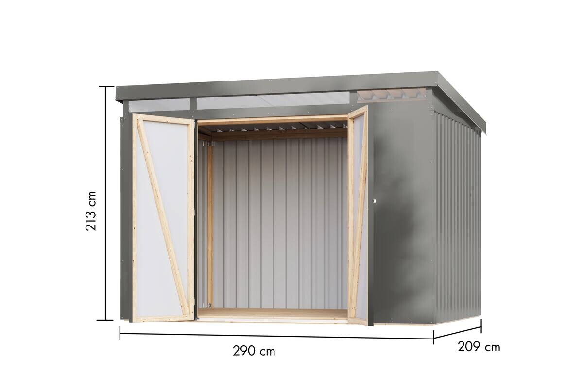 Karibu Gartenhaus Indra 3 grau B/H/T: ca. 289x213x206 cm