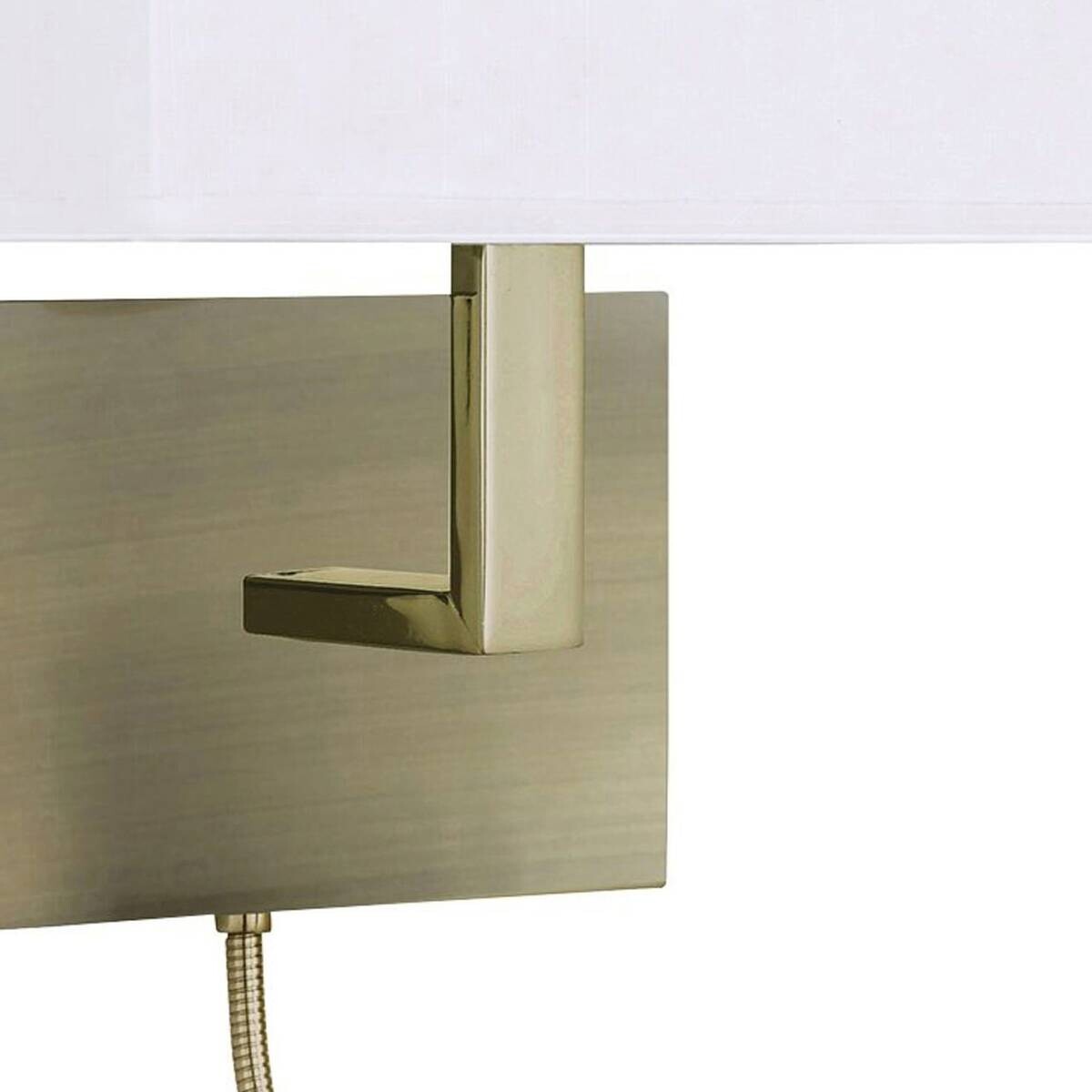 Searchlight Wandleuchte Hotel messing weiß Stahl Textil B/H/T: ca. 20x26x26 cm E27 1 Brennstellen