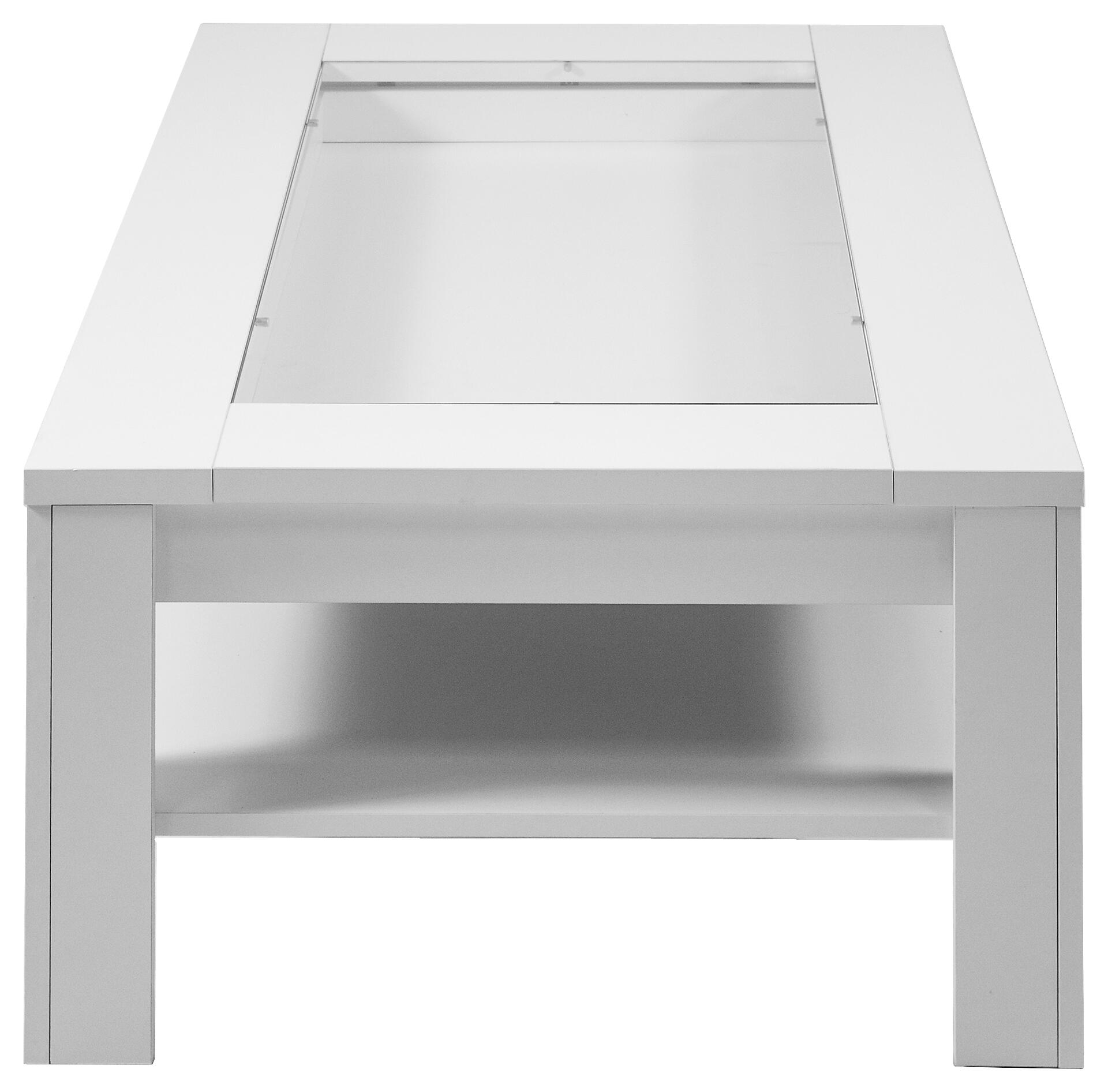 byLIVING Couchtisch RALPH weiß Holzwerkstoff Klarglas B/H/T: ca. 110x43x67 cm