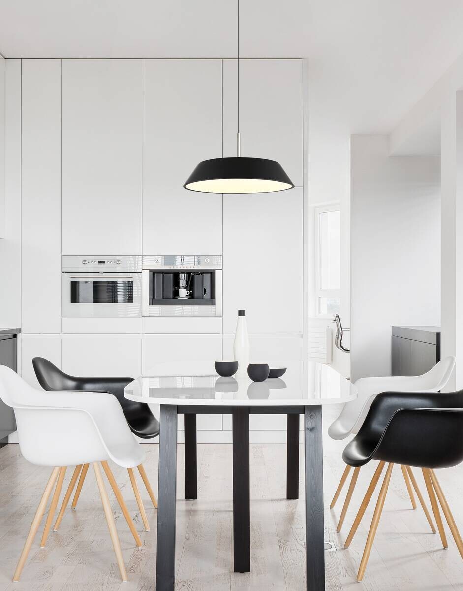 GLOBO LED-Hängeleuchte Opal mattschwarz Metall Kunststoff H/D: ca. 180x40 cm 1.0 Brennstellen