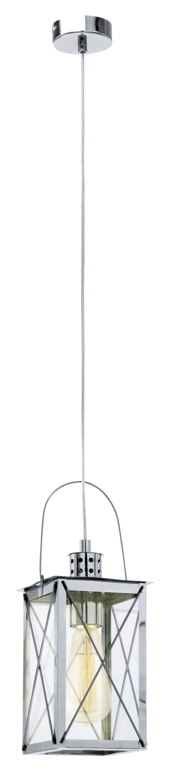 Eglo Pendelleuchte Donmington silber Glas Stahl B/H/L: ca. 15x110x15 cm E27 1 Brennstellen