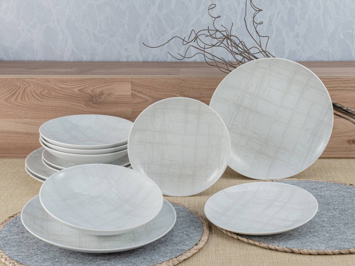 CreaTable Tafelservice Home Shabby Chic weiß Porzellan 12 tlg.