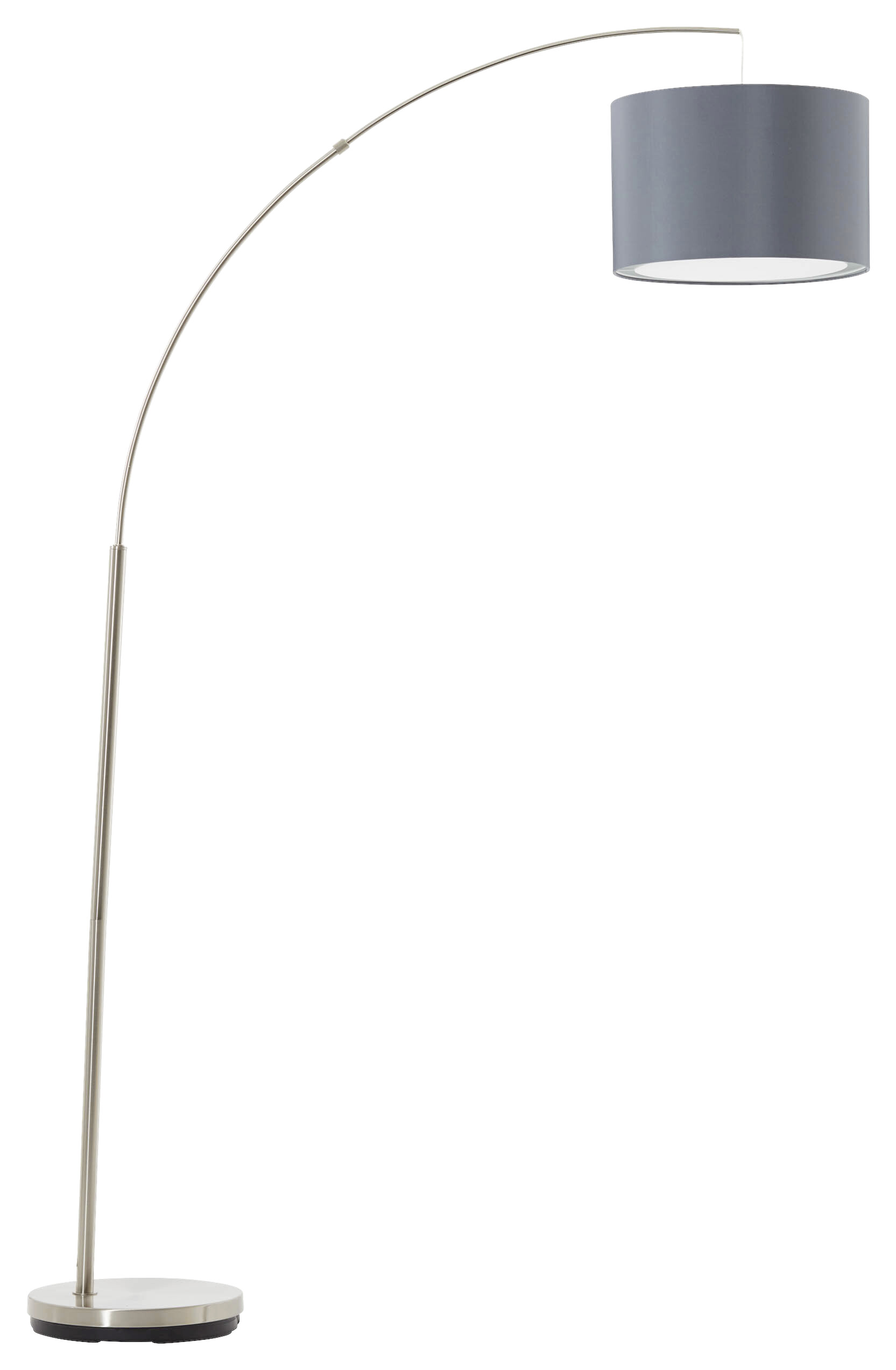 Brilliant Stehleuchte Claire nickel matt grau Metall Textil B/H/T: ca. 36x180x113 cm E27 1 Brennstellen