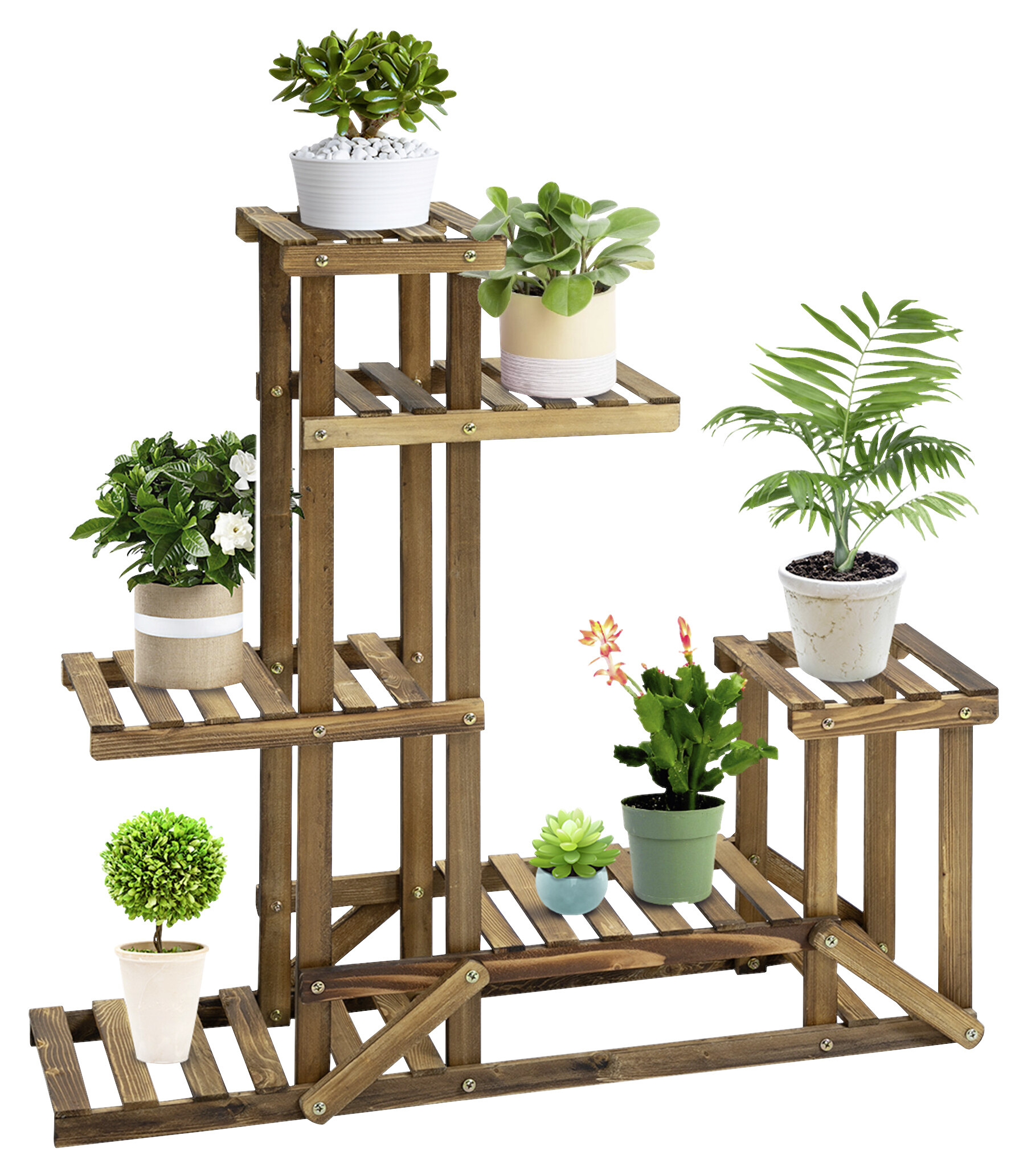 Outsunny Blumenständer braun Holz B/H/L: ca. 28x96,5x95 cm