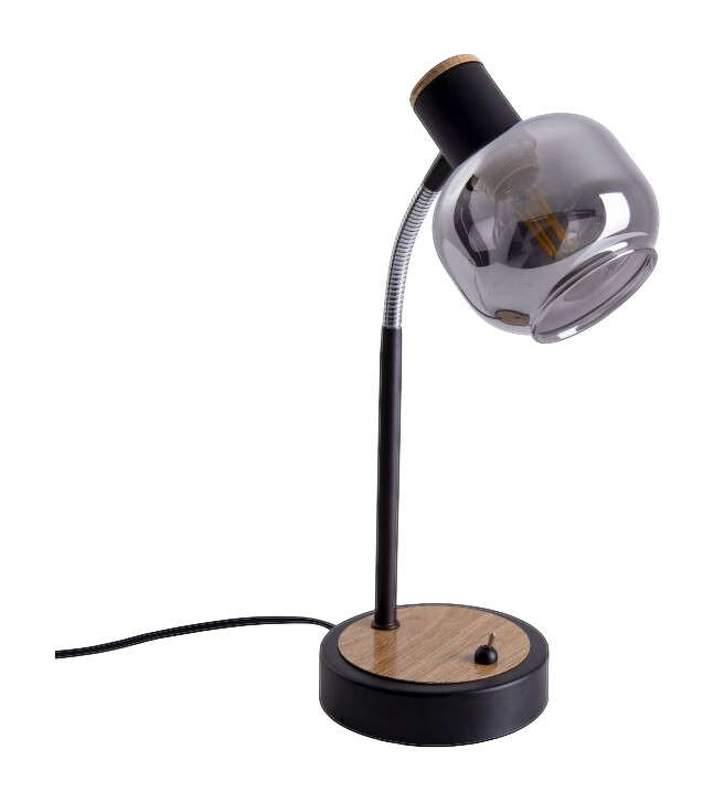 Näve Leuchten Tischleuchte NV3185922 schwarz Metall Glas H/D: ca. 39x12 cm E14 1 Brennstellen