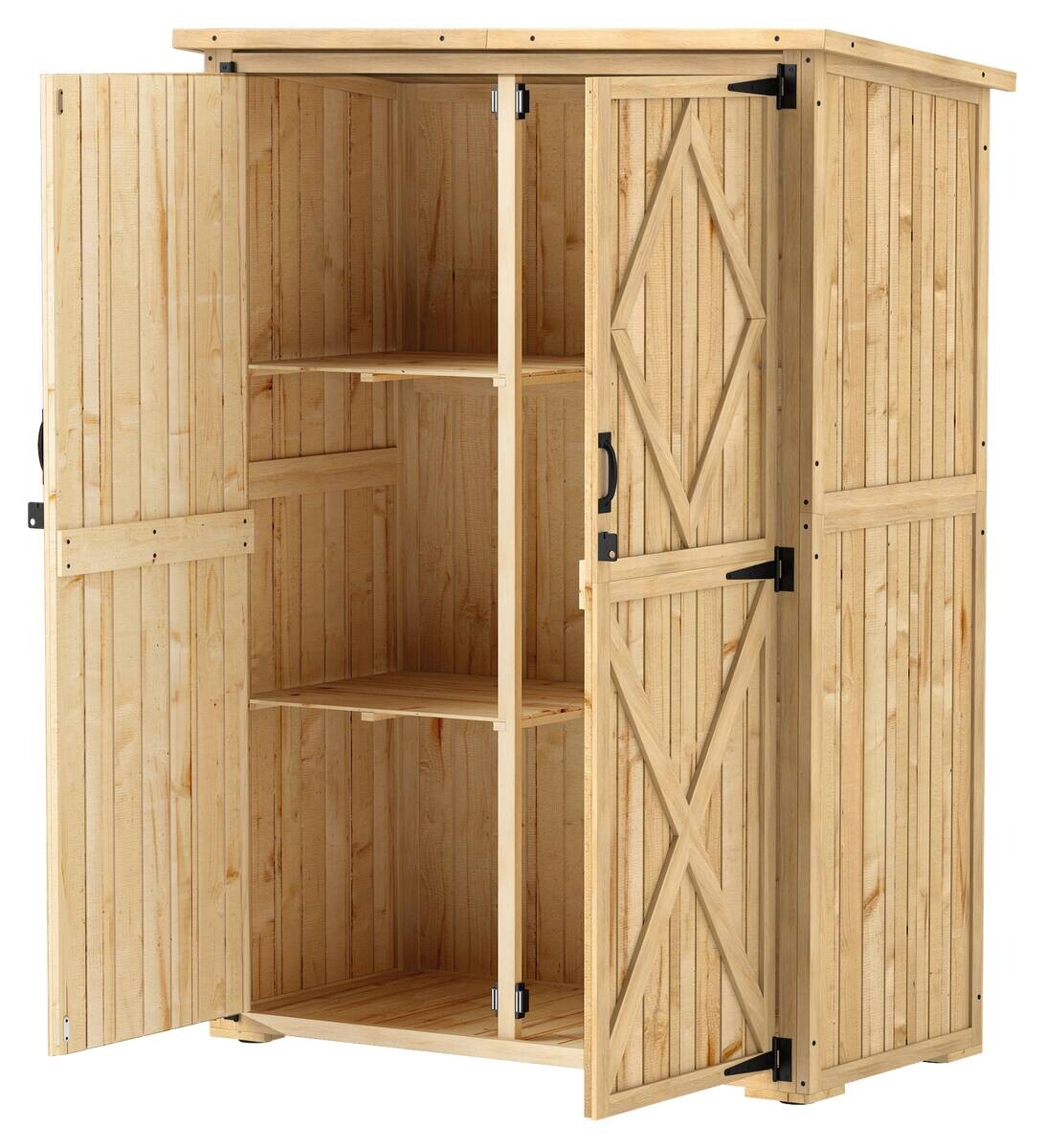 Outsunny Gartenschrank Holzoptik Holz B/H/L: ca. 57x167x116,5 cm