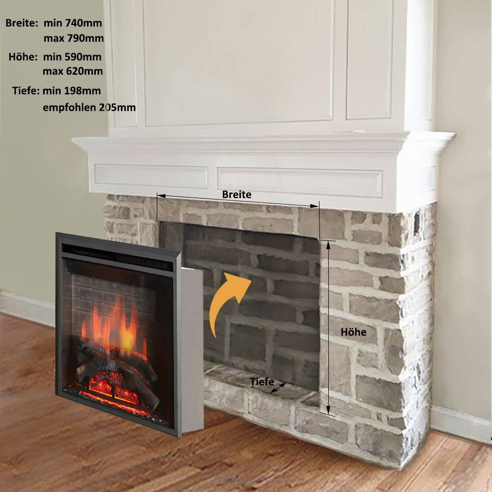 Balderia Einbaukamin Calida schwarz B/H/T: ca. 62,1x81x22,3 cm