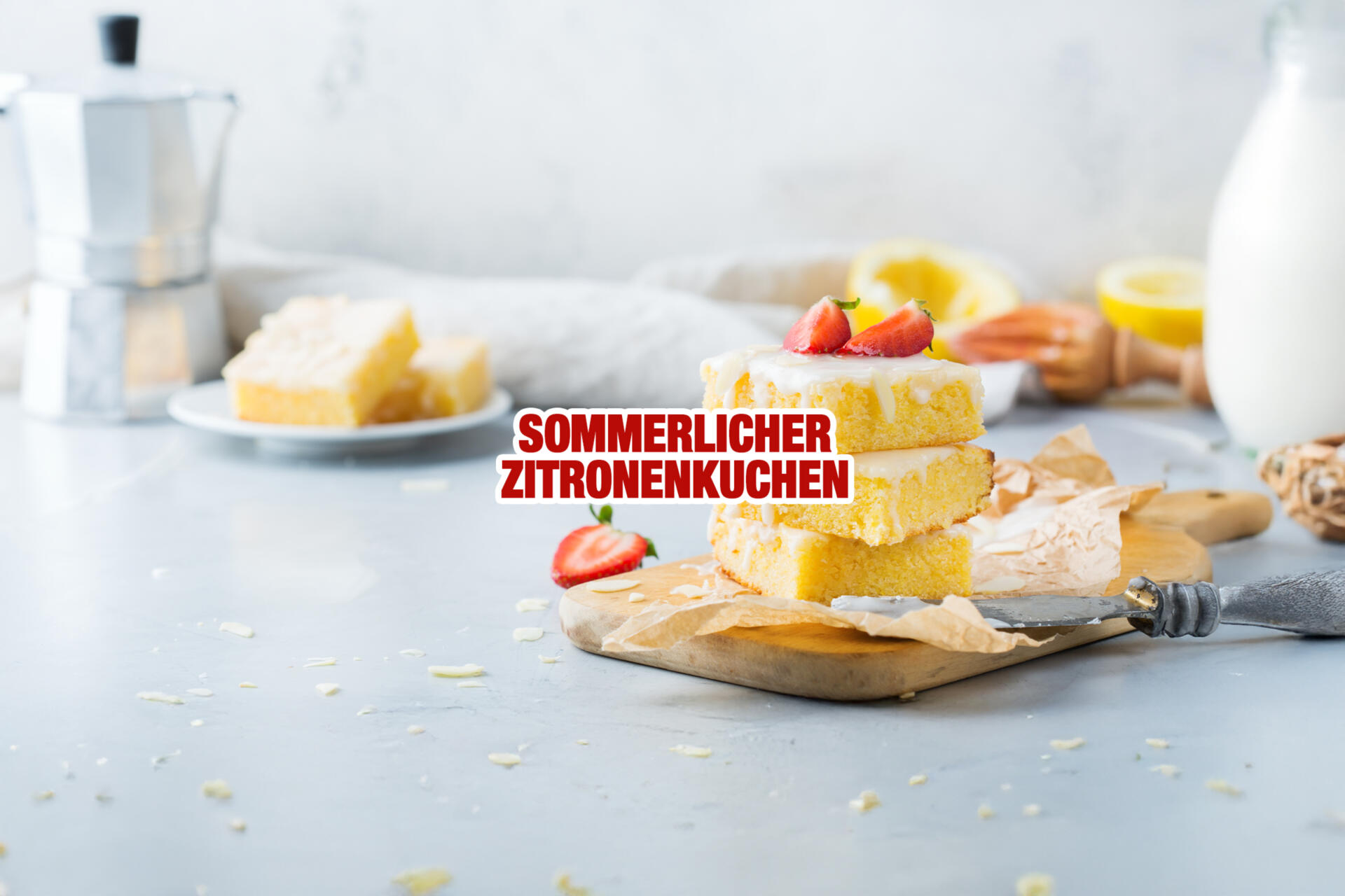 Titelbild zeigt einen sommerlichen Zitronenkuchen