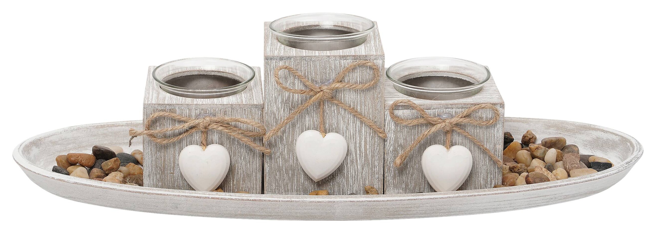 Teelichthalterset natur Holz