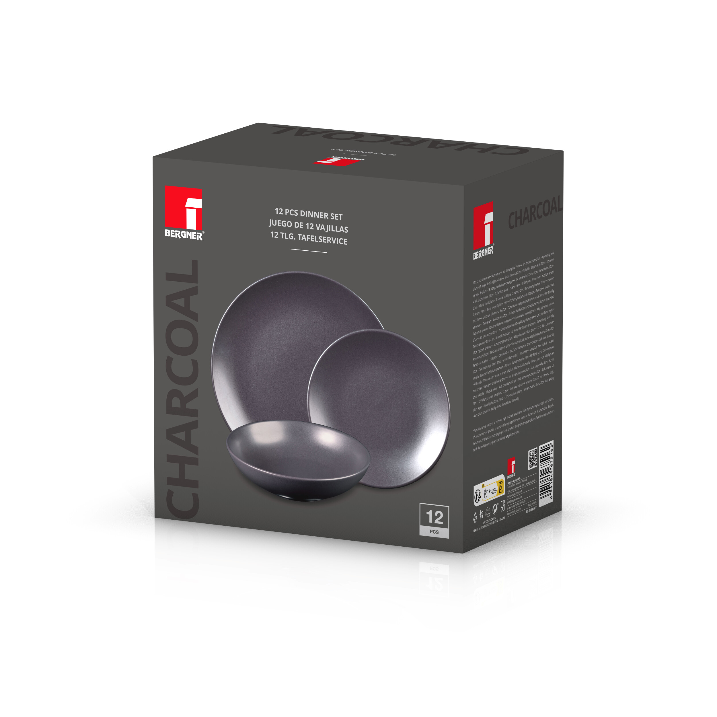 BERGNER Geschirrset CHARCOAL schwarz Steingut 12 tlg. BERGNER Geschirrset CHARCOAL schwarz Steingut 12 tlg.