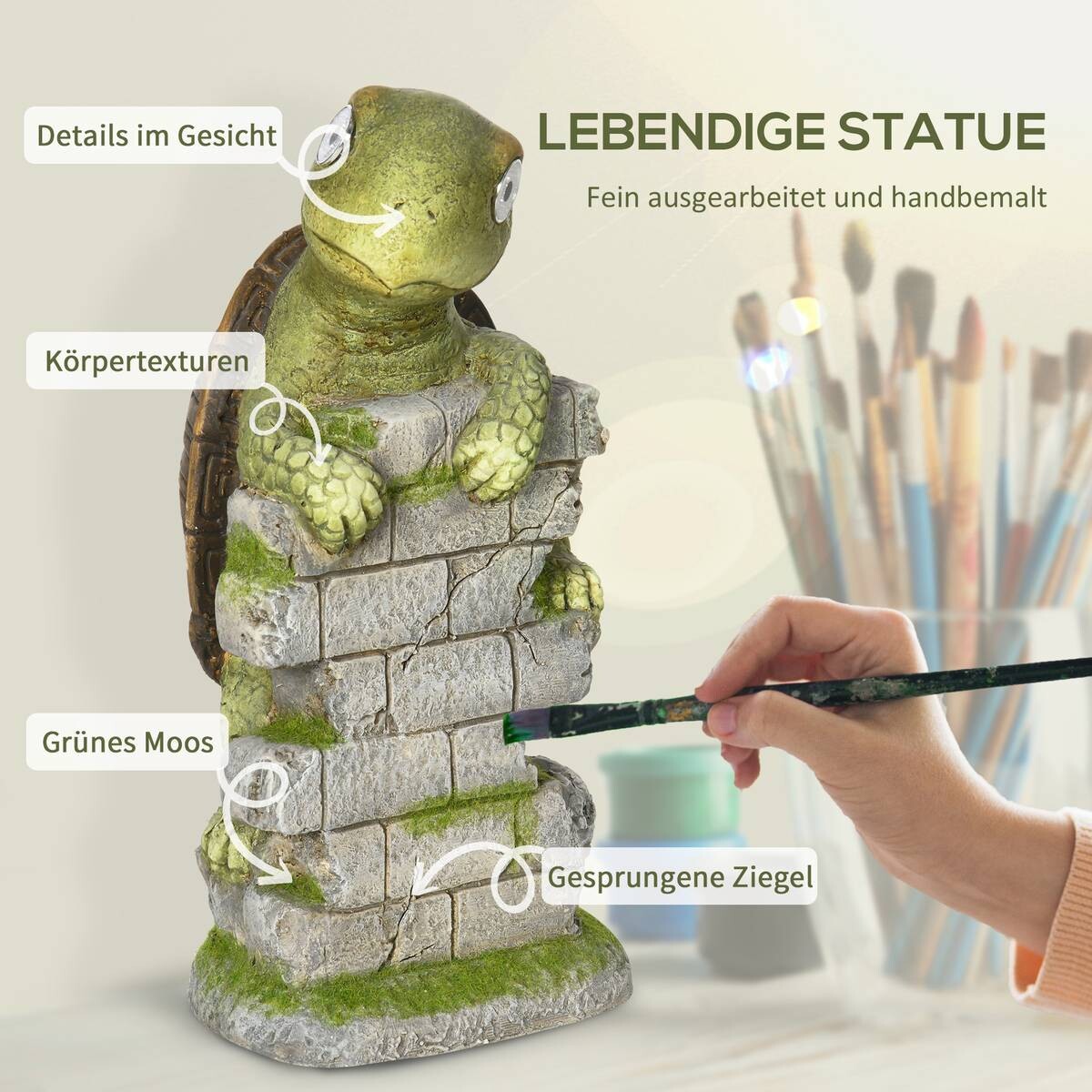 Outsunny Gartenstatue mit LED-Beleuchtung