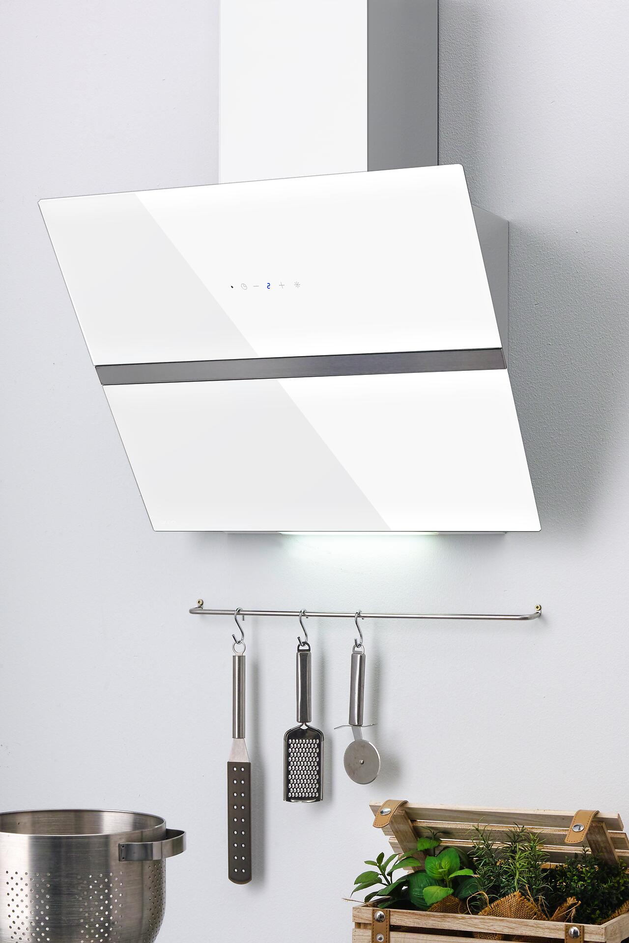 INTERPLAN Dunstabzugshaube Passat Pro White 60 weiß Glas Edelstahl B/H/T: ca. 60x42x38,5 cm