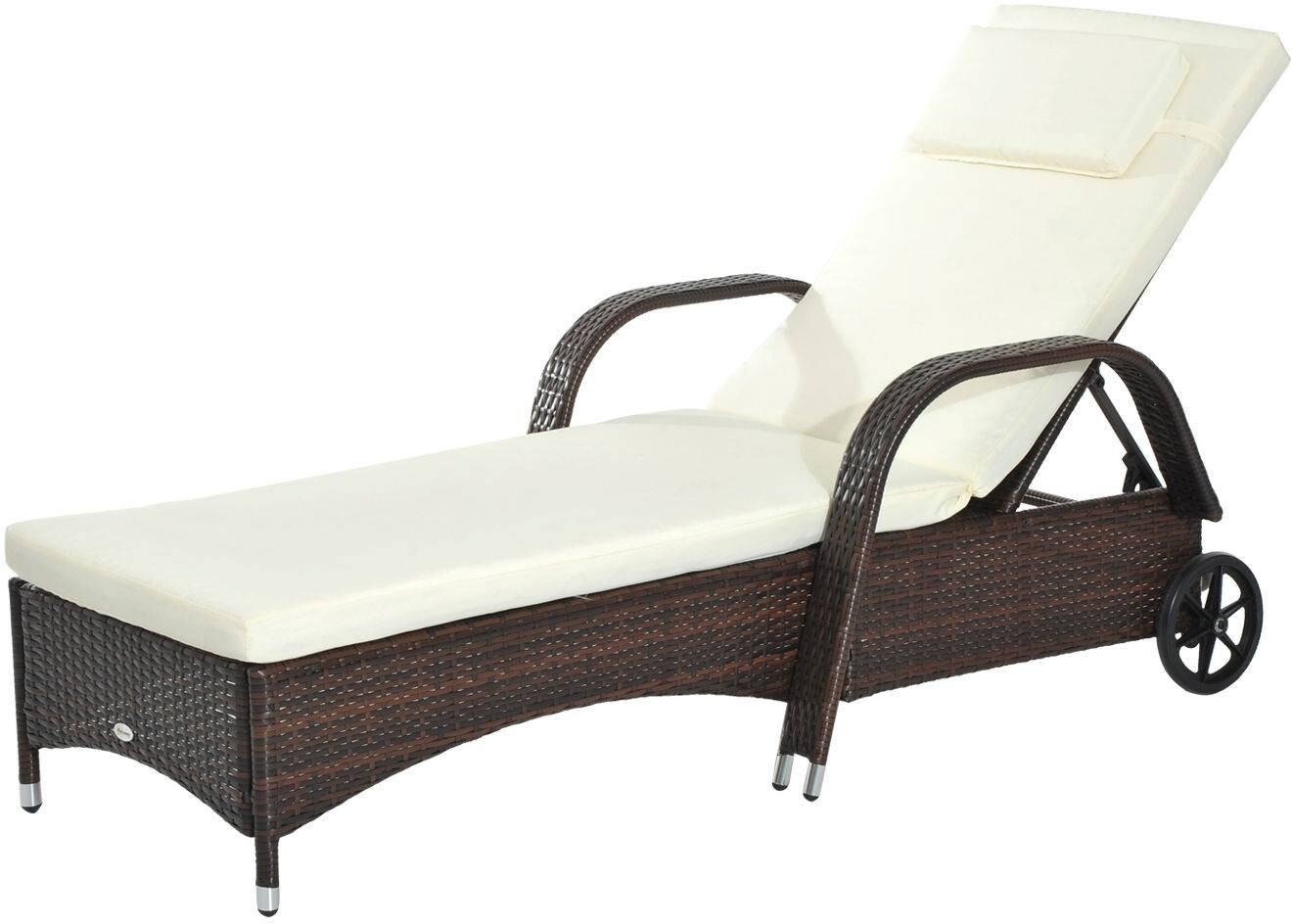 Outsunny Sonnenliege braun Metall B/H/L: ca. 73x103x200 cm