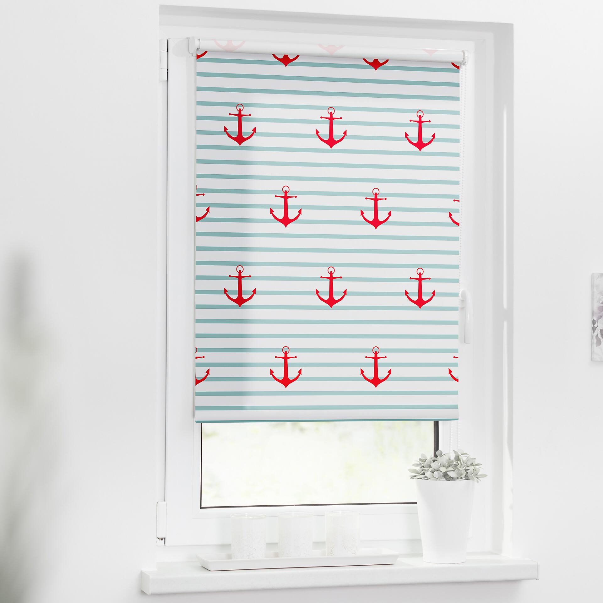 LICHTBLICK Verdunkelungsrollo Anker gestreift türkis B/L: ca. 120x150 cm