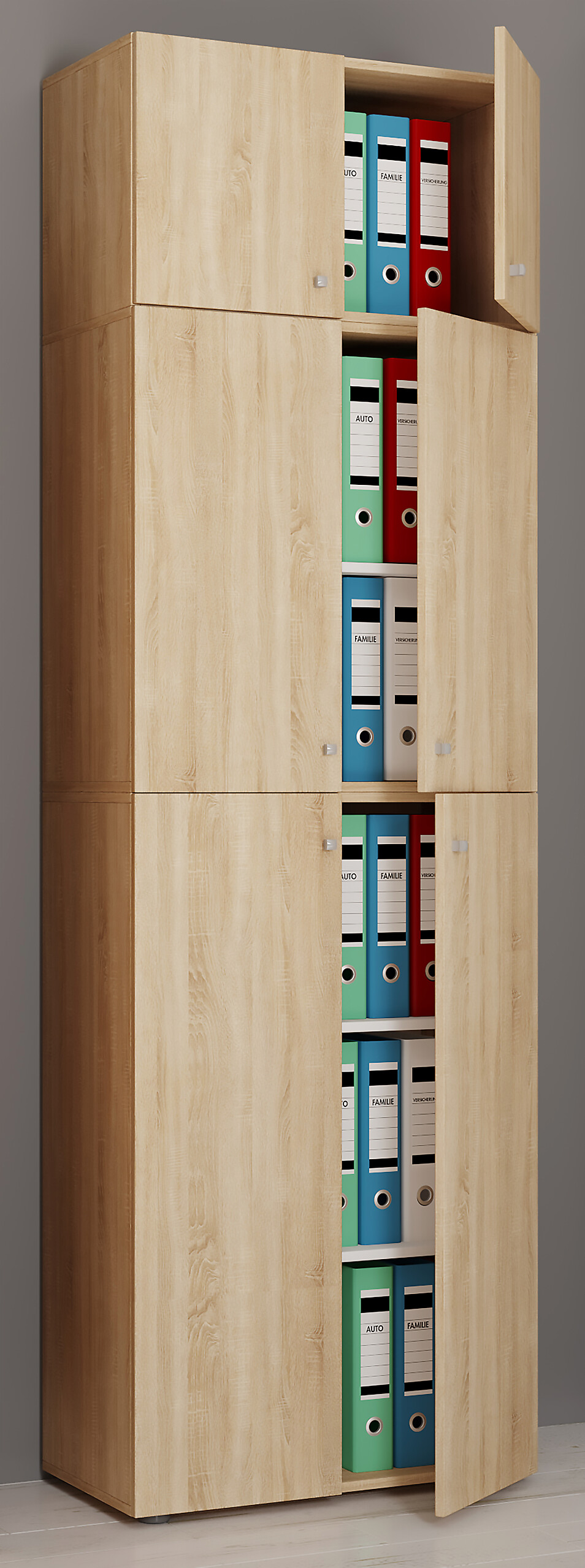 Büroschrank Lona Eiche Sonoma Nachbildung weiß B/H/T: ca. 70x223x39 cm