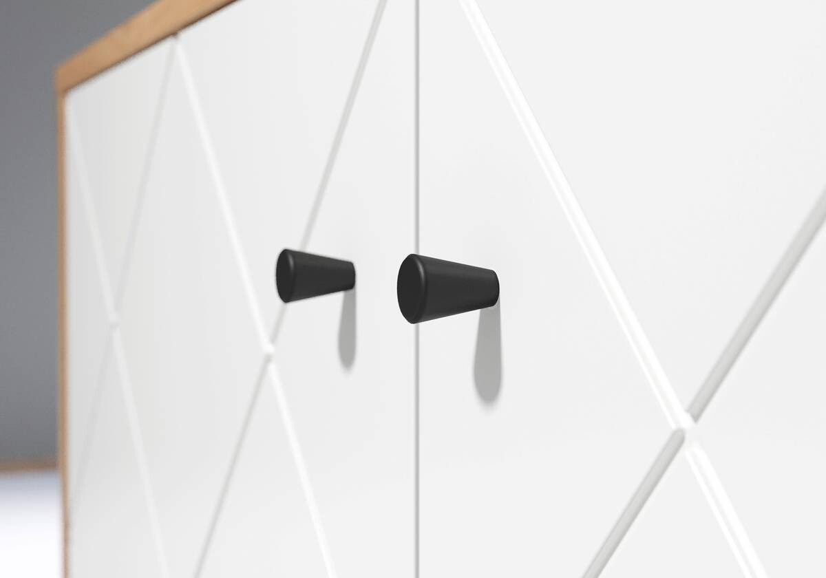 Vitrine Touch weiß matt Eiche Artisan Nachbildung B/H/T: ca. 63x172x40 cm