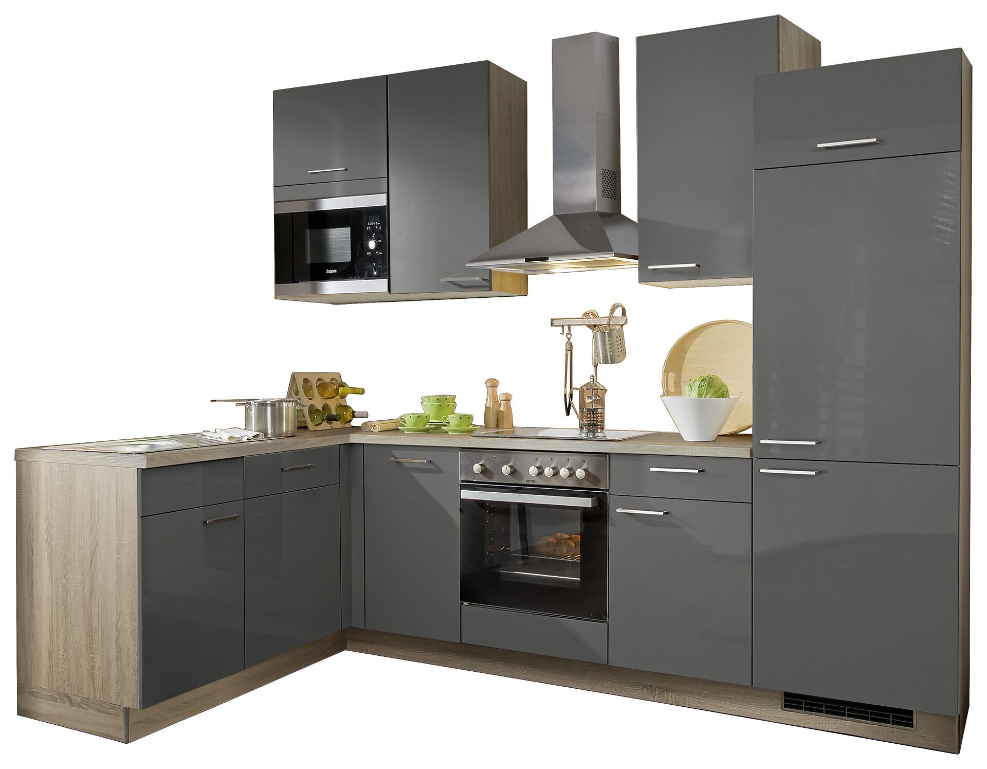 Express Winkelküche Star anthrazit B/T/L: ca. 285x60x175 cm