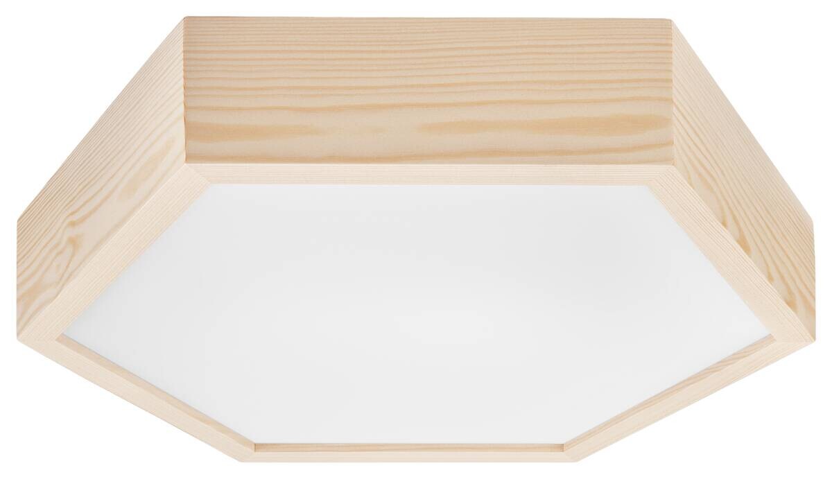 Lamkur Deckenleuchte kiefer Glas Holz B/H/L: ca. 44x12x44 cm 2 Brennstellen